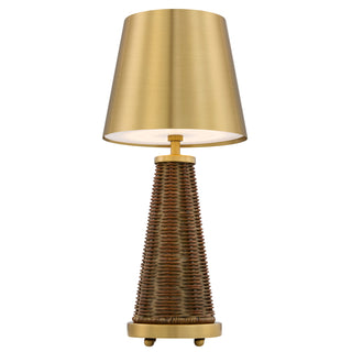 Hazel LED Table Lamp in Brass and Rattan