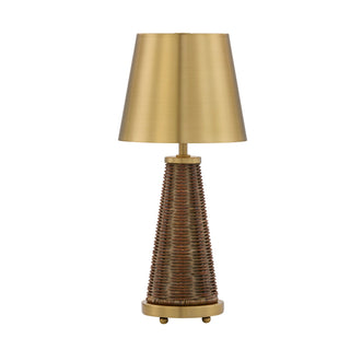 Hazel LED Table Lamp in Brass and Rattan