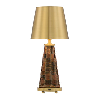 Hazel LED Table Lamp in Brass and Rattan