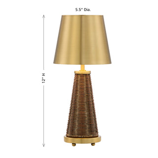 Hazel LED Table Lamp in Brass and Rattan