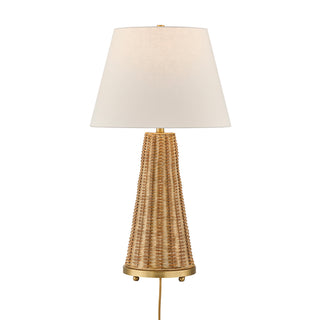 Eleanor One Light Table Lamp in Brass and Wicker