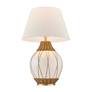 Josephine One Light Table Lamp in White and Rattan