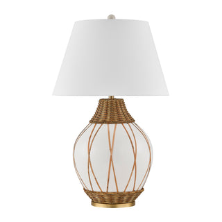 Josephine One Light Table Lamp in White and Rattan