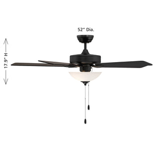 52" Ceiling Fan in Matte Black