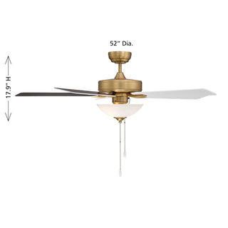 52" Ceiling Fan in Natural Brass