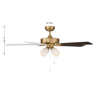 52" Ceiling Fan in Natural Brass