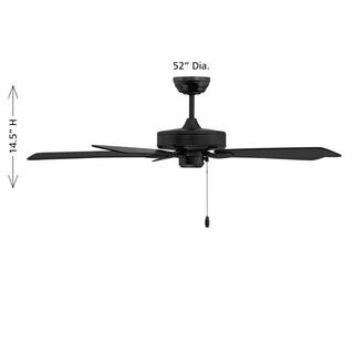 52" Ceiling Fan in Matte Black