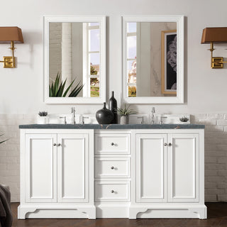 73.25 Inch De Soto Freestanding Vanity in Bright White / Parisien Bleu Top