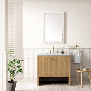 36 Inch Hudson Freestanding Vanity in Light Natural Oak / Carrara White Top
