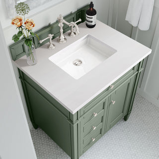 30 Inch Brittany Freestanding Vanity in Smokey Celadon / White Zeus Top