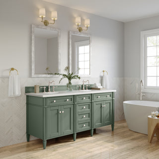 72 Inch Brittany Freestanding Vanity in Smokey Celadon / White Zeus Top