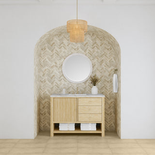 48 Inch Marigot Freestanding Vanity in Sunwashed Oak / Victorian Silver Top