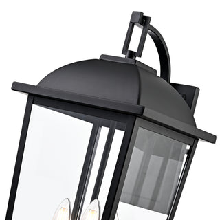 Houston 24" High 3-Light Outdoor Wall Lantern - Powder Coated Black