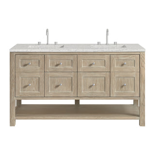 60 Inch Breckenridge Freestanding Vanity in Whitewashed Oak / Eternal Jasmine Pearl Top