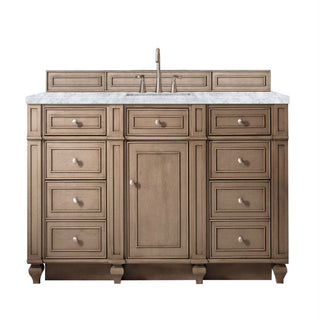 60 Inch Bristol Freestanding Vanity in Whitewashed Walnut / Carrara White Top
