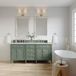 72 Inch Brittany Freestanding Vanity in Smokey Celadon / Carrara White Top