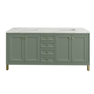 72 Inch Chicago Freestanding Vanity in Smokey Celadon / Ethereal Noctis Top