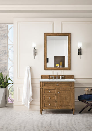 36 Inch Brittany Freestanding Vanity in Saddle Brown / Ethereal Noctis Top