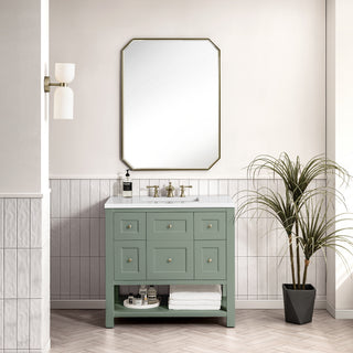 36 Inch Breckenridge Freestanding Vanity in Smokey Celadon / White Zeus Top