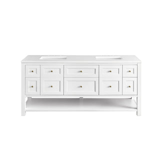 72 Inch Breckenridge Freestanding Vanity in Bright White / White Zeus Top