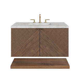 36 Inch Marcello Floating Vanity in Chestnut / Victorian Silver Top