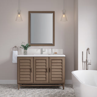 48 Inch Portland Freestanding Vanity in Whitewashed Walnut / White Zeus Top
