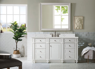 60 Inch Bristol Freestanding Vanity in Bright White / Eternal Jasmine Pearl Top