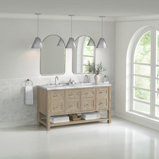 60 Inch Breckenridge Freestanding Vanity in Whitewashed Oak / Carrara White Top