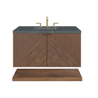 36 Inch Marcello Floating Vanity in Chestnut / Parisien Bleu Top
