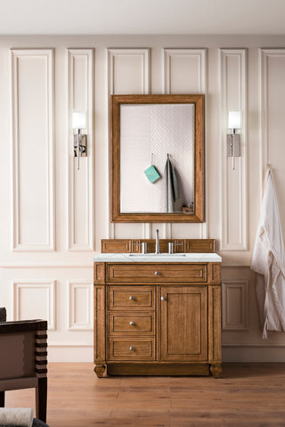 36 Inch Bristol Freestanding Vanity in Saddle Brown / Ethereal Noctis Top