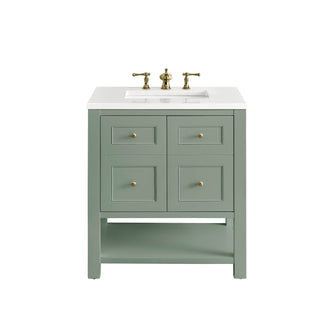 30 Inch Breckenridge Freestanding Vanity in Smokey Celadon / White Zeus Top