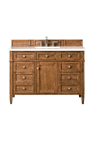 48 Inch Brittany Freestanding Vanity in Saddle Brown / White Zeus Top