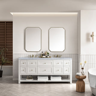 72 Inch Breckenridge Freestanding Vanity in Bright White / Carrara White Top