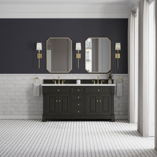 72 Inch Brookfield Freestanding Vanity in Black Onyx / Ethereal Noctis Top