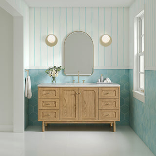 60 Inch Laurent Dual Mount Vanity in Light Natural Oak / Lime Delight Top
