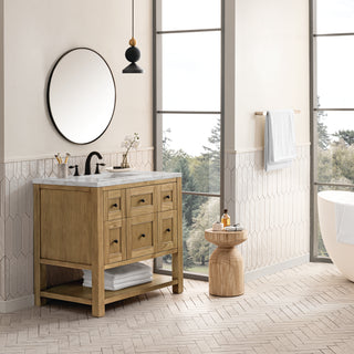 36 Inch Breckenridge Freestanding Vanity in Light Natural Oak / Victorian Silver Top