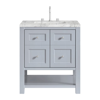 30 Inch Breckenridge Freestanding Vanity in Serenity Blue / Carrara White Top
