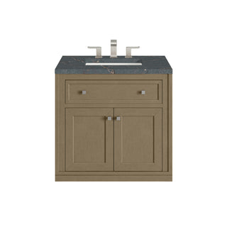 30 Inch Chicago Freestanding Vanity in Walnut Whisper / Parisien Bleu Top