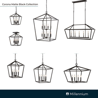4-Light Semi-Flush Ceiling Mount Matte Black