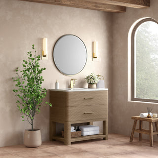 36 Inch Lucian Freestanding Vanity in Pebble Oak / White Zeus Top