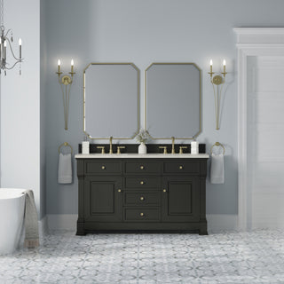 60 Inch Brookfield Freestanding Vanity in Black Onyx / Victorian Silver Top