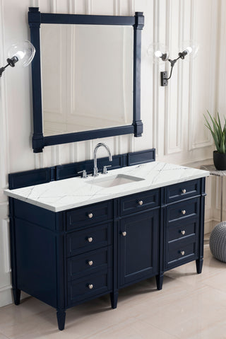 60 Inch Brittany Freestanding Vanity in Victory Blue / Ethereal Noctis Top