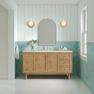 60 Inch Laurent Dual Mount Vanity in Light Natural Oak / Eternal Marfil Top