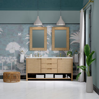 72 Inch Solene Freestanding Vanity in Seaside Oak / Lime Delight Top