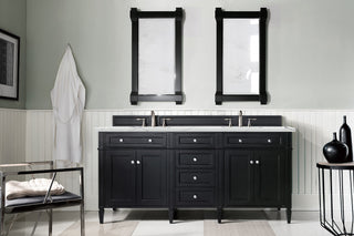 72 Inch Brittany Freestanding Vanity in Black Onyx / Ethereal Noctis Top