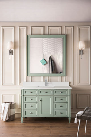 48 Inch Brittany Freestanding Vanity in Sage Green / White Zeus Top