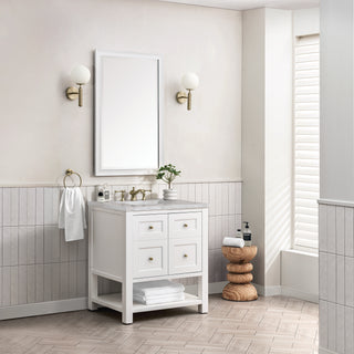 30 Inch Breckenridge Freestanding Vanity in Bright White / Victorian Silver Top