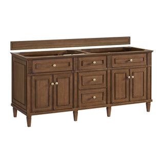72 Inch Lorelai Freestanding Vanity in Mid-Century Walnut / Parisien Bleu Top