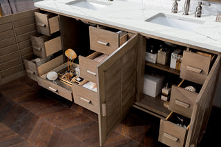 72 Inch Portland Freestanding Vanity in Whitewashed Walnut / Ethereal Noctis Top