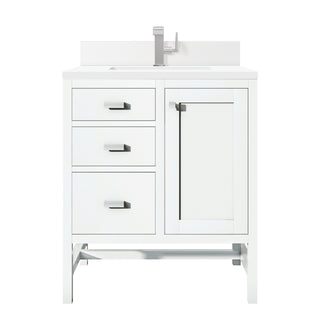 30 Inch Addison Freestanding Vanity in Glossy White / White Zeus Top